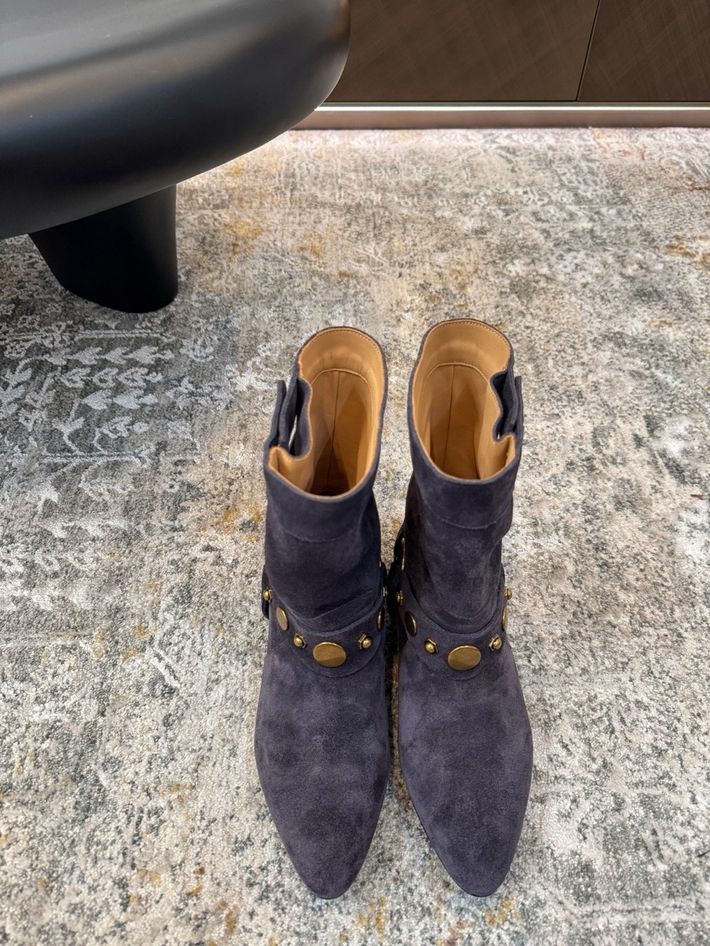 Isabel Marant Navy Suede Studded Harness Ankle Boots